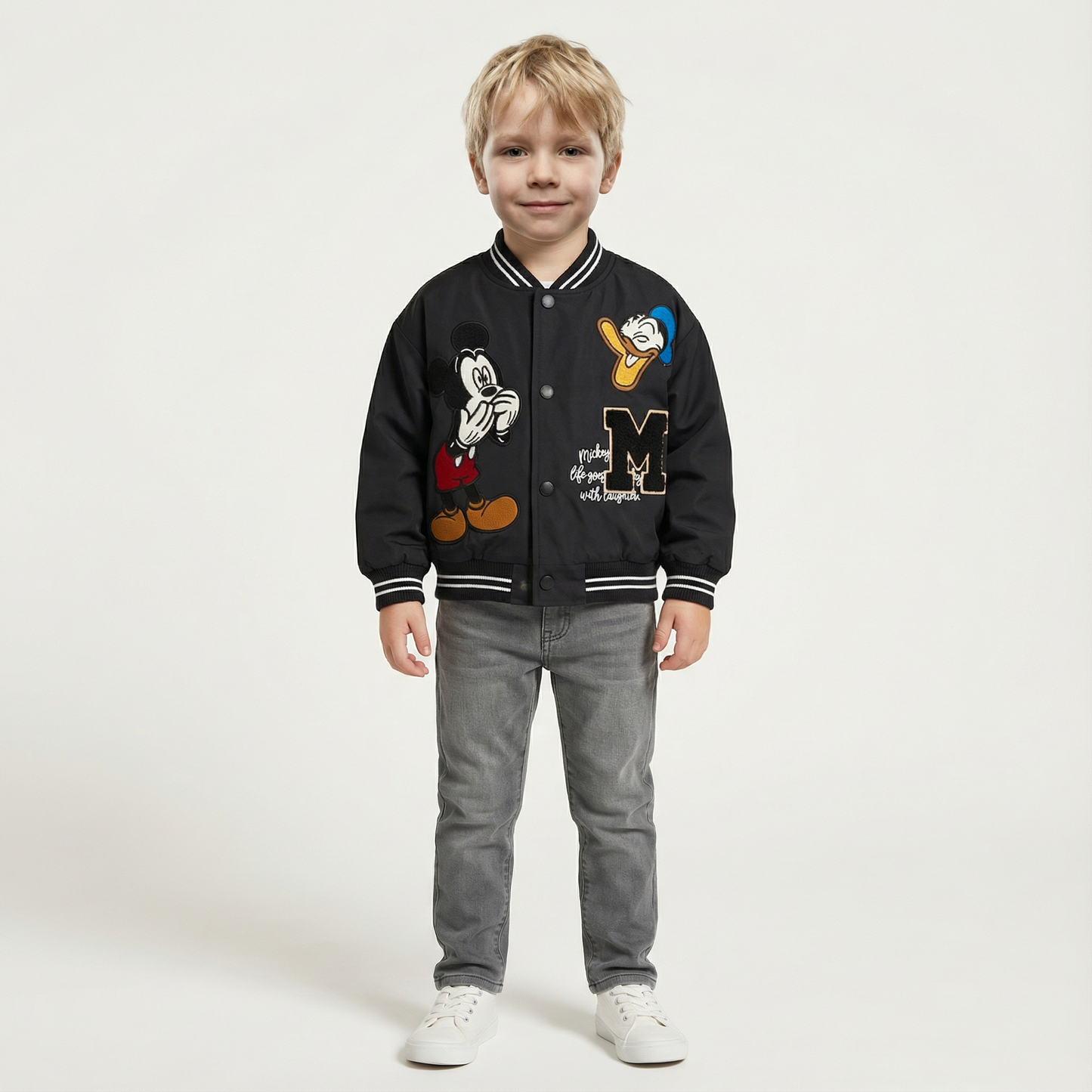 Varsity Jacket with Mickey & Donald Appliqué Jacket
