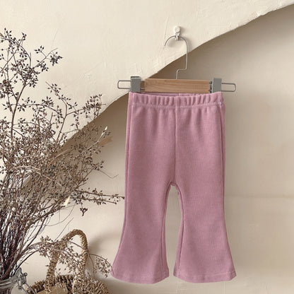 Loose Solid Color Bell Bottom Pants