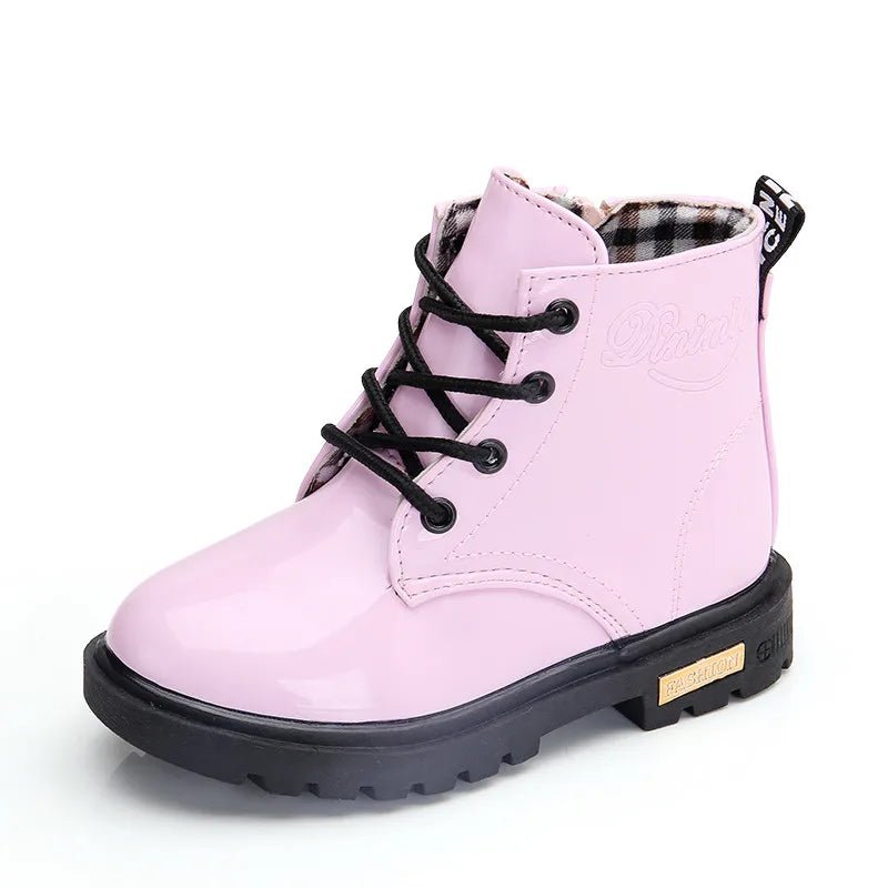 Children's Classic Lace - Up Ankle Boots with Chunky Sole Shoes - Ewapi