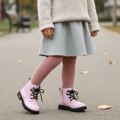 Children's Classic Lace - Up Ankle Boots with Chunky Sole Shoes - Ewapi