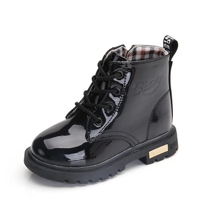 Children's Classic Lace - Up Ankle Boots with Chunky Sole Shoes - Ewapi