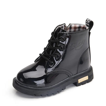 Children's Classic Lace - Up Ankle Boots with Chunky Sole Shoes - Ewapi