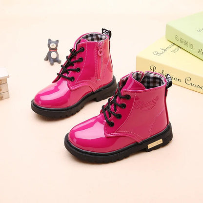Children's Classic Lace - Up Ankle Boots with Chunky Sole Shoes - Ewapi