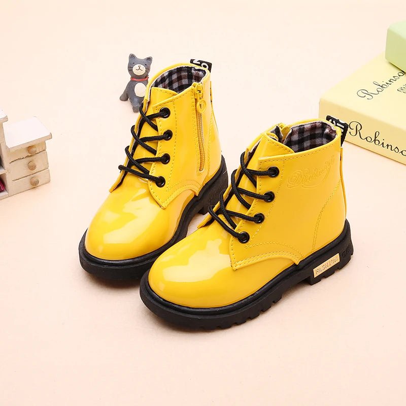 Children's Classic Lace - Up Ankle Boots with Chunky Sole Shoes - Ewapi