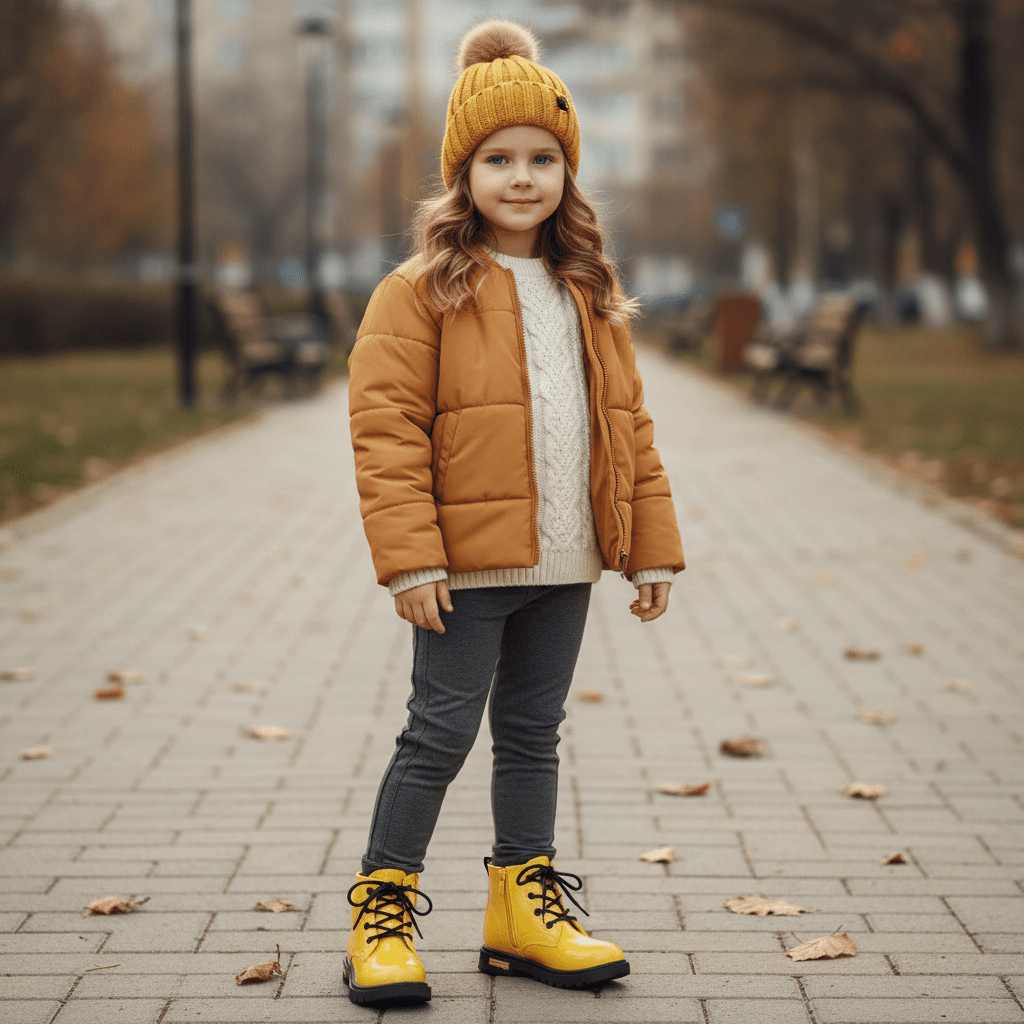 Children's Classic Lace - Up Ankle Boots with Chunky Sole Shoes - Ewapi