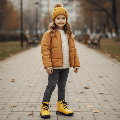 Children's Classic Lace - Up Ankle Boots with Chunky Sole Shoes - Ewapi