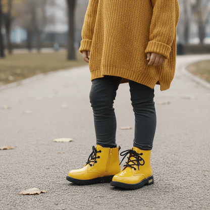 Children's Classic Lace - Up Ankle Boots with Chunky Sole Shoes - Ewapi