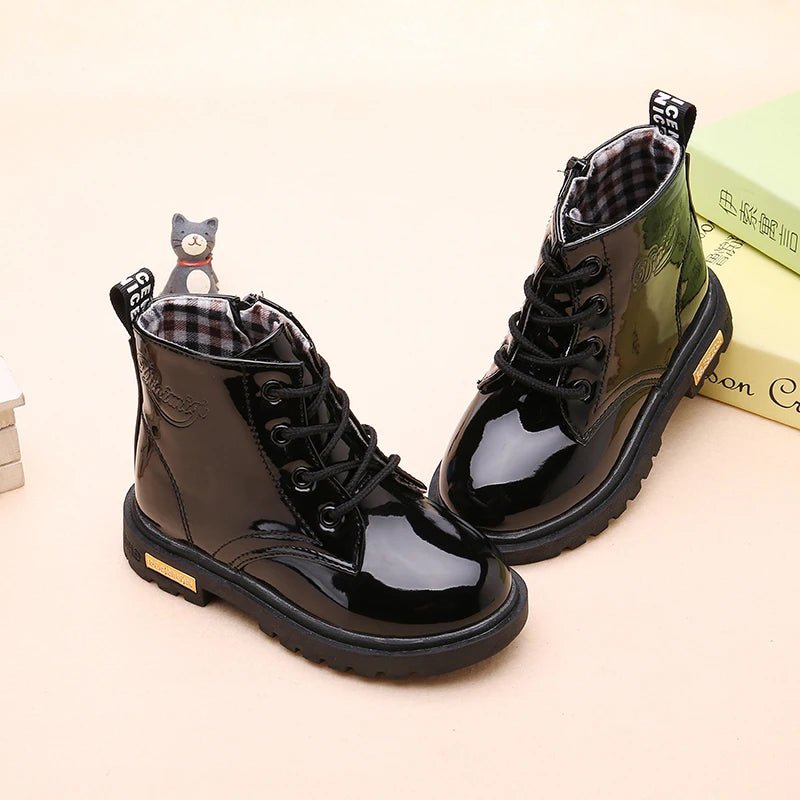 Children's Classic Lace - Up Ankle Boots with Chunky Sole Shoes - Ewapi