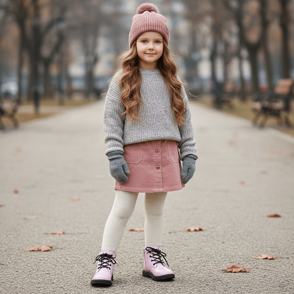 Children's Classic Lace - Up Ankle Boots with Chunky Sole Shoes - Ewapi