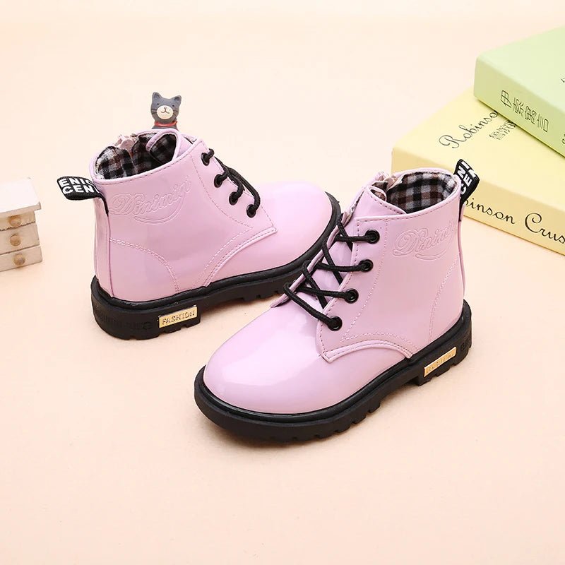 Children's Classic Lace - Up Ankle Boots with Chunky Sole Shoes - Ewapi