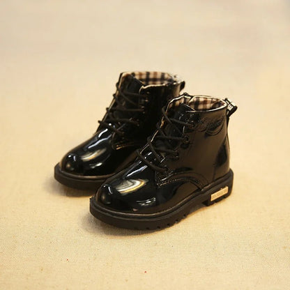 Children's Classic Lace - Up Ankle Boots with Chunky Sole Shoes - Ewapi