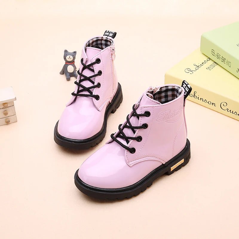 Children's Classic Lace - Up Ankle Boots with Chunky Sole Shoes - Ewapi