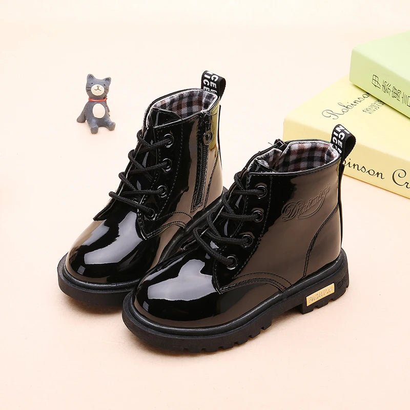 Children's Classic Lace - Up Ankle Boots with Chunky Sole Shoes - Ewapi