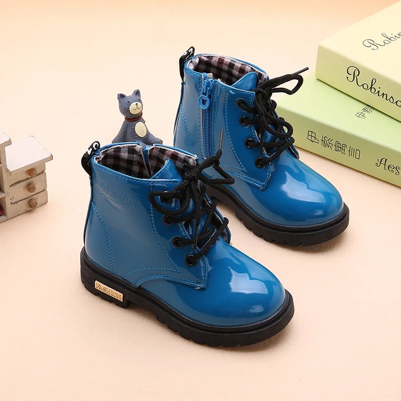 Children's Classic Lace - Up Ankle Boots with Chunky Sole Shoes - Ewapi