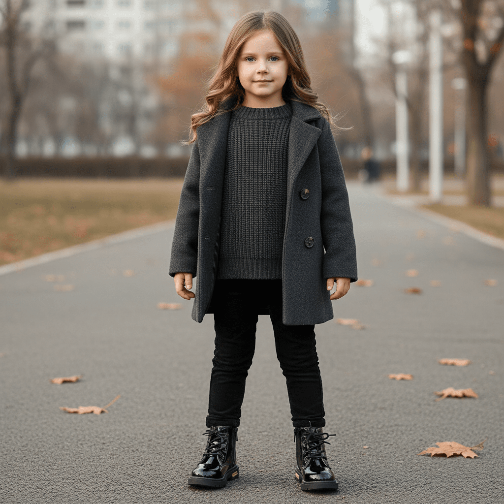 Children's Classic Lace - Up Ankle Boots with Chunky Sole Shoes - Ewapi