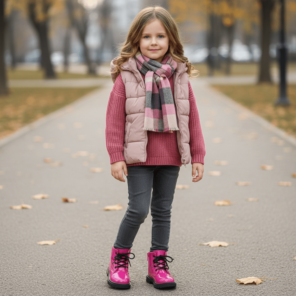 Children's Classic Lace - Up Ankle Boots with Chunky Sole Shoes - Ewapi