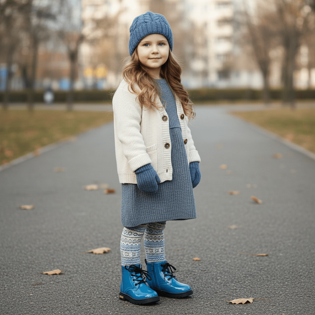 Children's Classic Lace - Up Ankle Boots with Chunky Sole Shoes - Ewapi