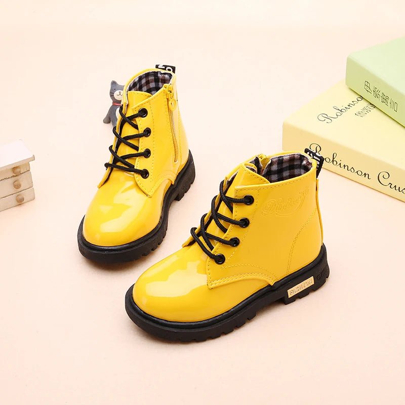 Children's Classic Lace - Up Ankle Boots with Chunky Sole Shoes - Ewapi