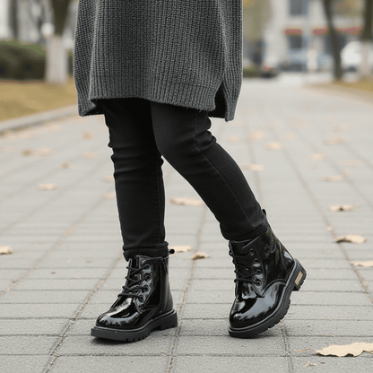 Children's Classic Lace - Up Ankle Boots with Chunky Sole Shoes - Ewapi