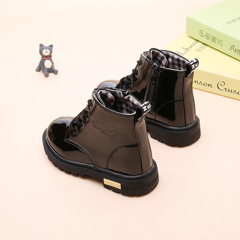 Children's Classic Lace - Up Ankle Boots with Chunky Sole Shoes - Ewapi
