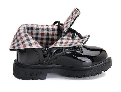 Children's Classic Lace - Up Ankle Boots with Chunky Sole Shoes - Ewapi