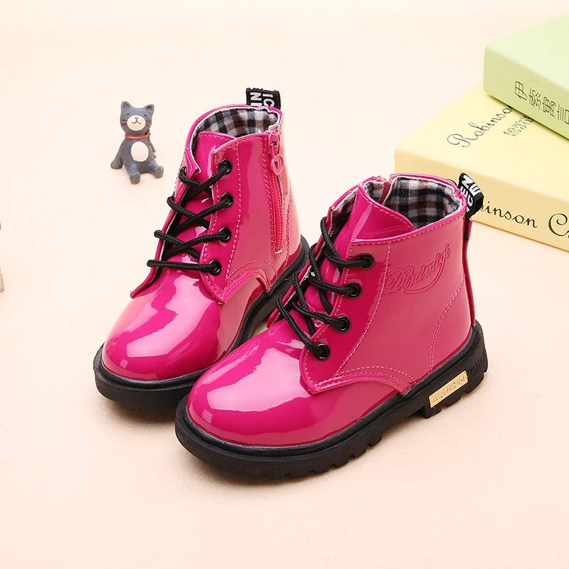 Children's Classic Lace - Up Ankle Boots with Chunky Sole Shoes - Ewapi