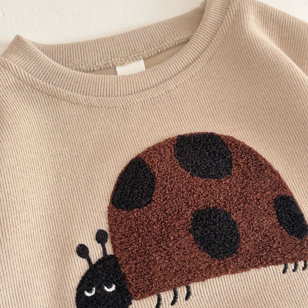 Children's Cotton Ladybug Patchwork O - neck Sweatshirt & Elastic Pants Set - Ewapi