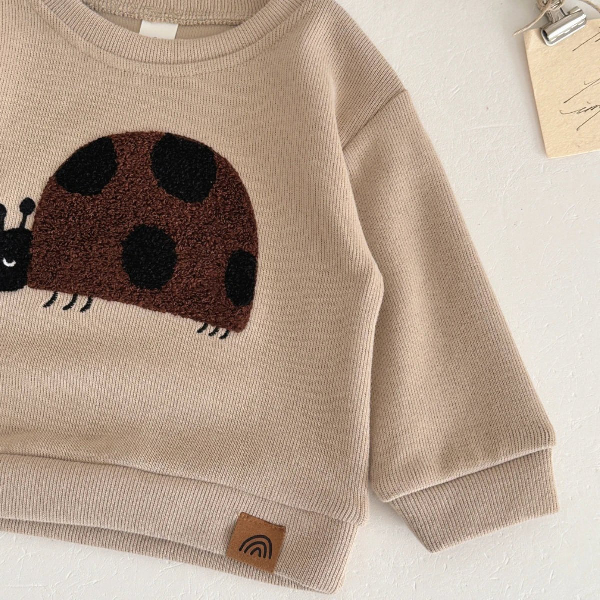 Children's Cotton Ladybug Patchwork O - neck Sweatshirt & Elastic Pants Set - Ewapi