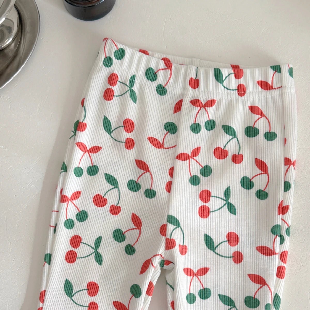 Children's Cotton Lapel Cherry Sweatshirt & Elastic Pants Set - Ewapi