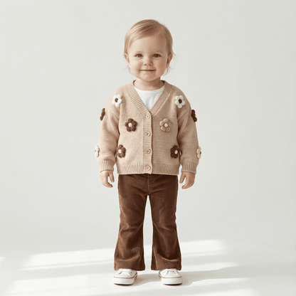 Children's Flower Cardigan & Pants Set - Ewapi