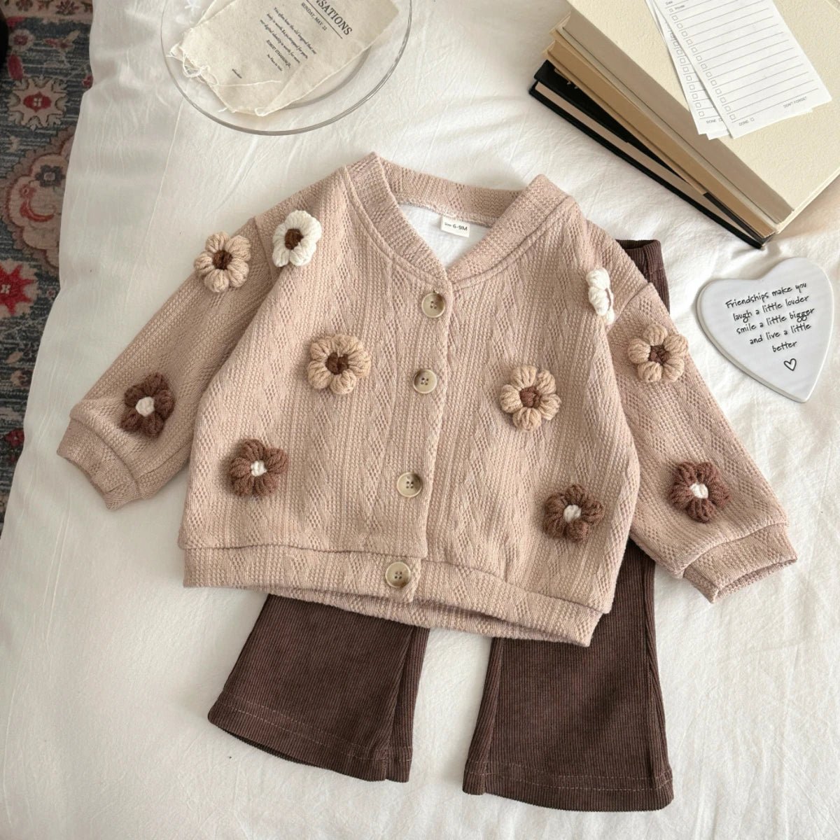 Children's Flower Cardigan & Pants Set - Ewapi