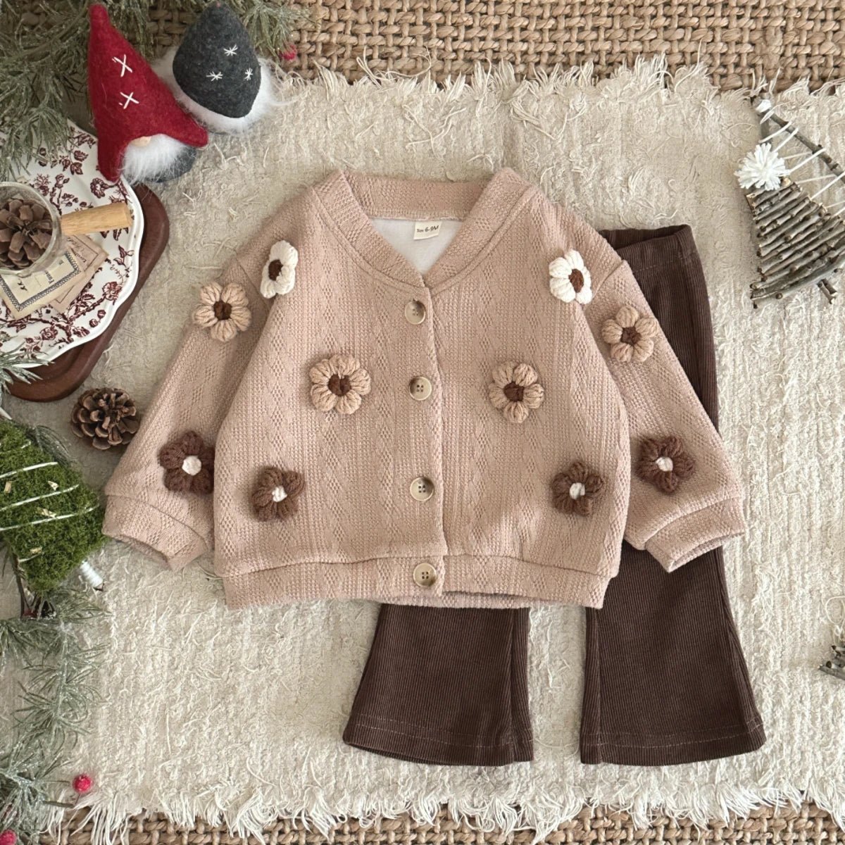 Children's Flower Cardigan & Pants Set - Ewapi