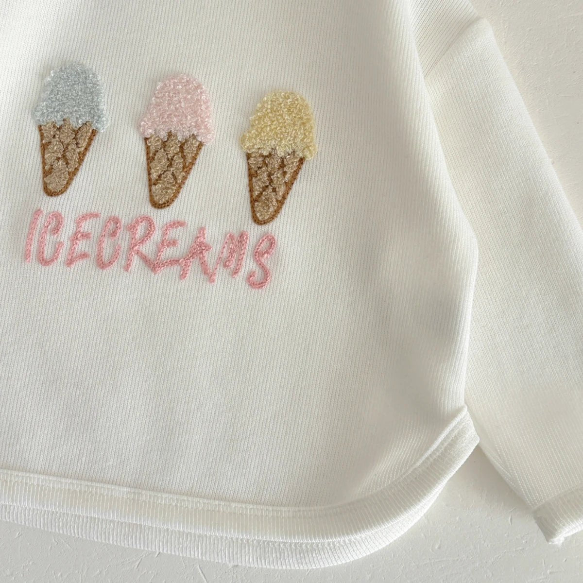 Children's Ice Cream Patchwork Sweatshirt & Solid Pants Set - Ewapi