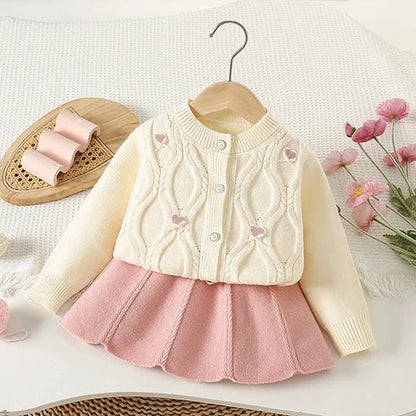 Children's Knitted Pullover Sweater & Skirt Set - Ewapi