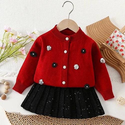 Children's Knitted Pullover Sweater & Skirt Set - Ewapi