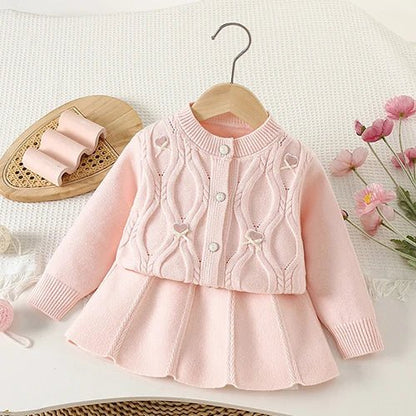 Children's Knitted Pullover Sweater & Skirt Set - Ewapi