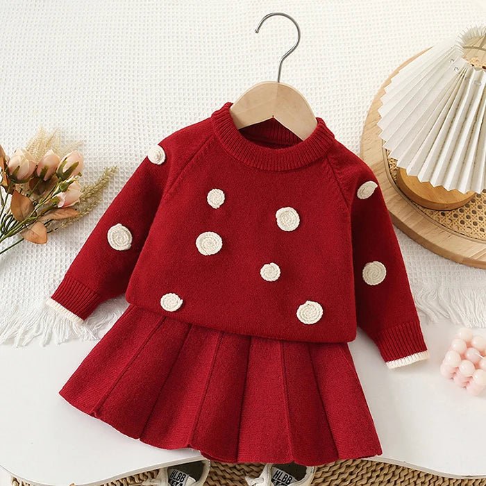 Children's Knitted Pullover Sweater & Skirt Set - Ewapi