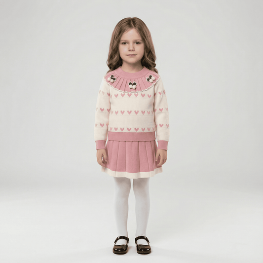 Children's Knitted Pullover Sweater & Skirt Set - Ewapi