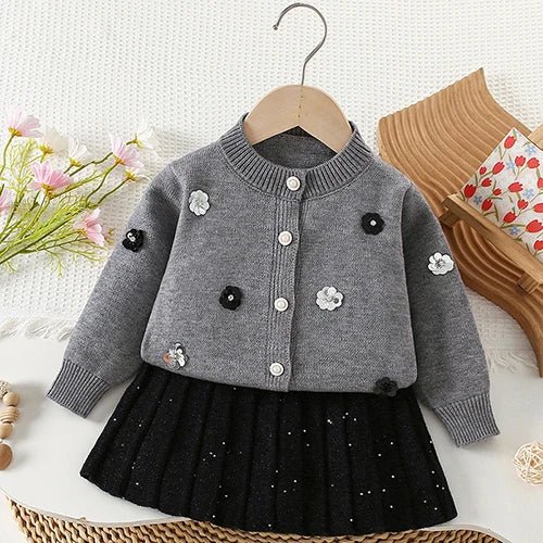 Children's Knitted Pullover Sweater & Skirt Set - Ewapi