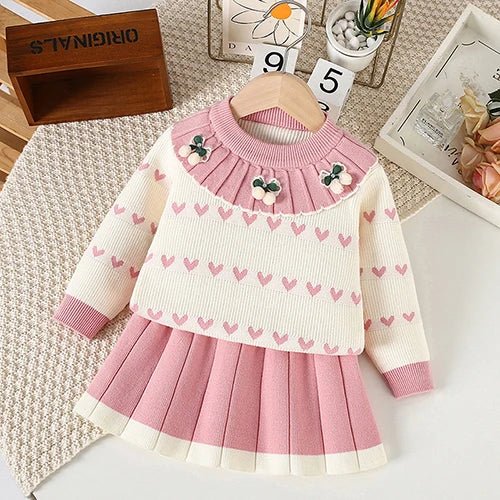 Children's Knitted Pullover Sweater & Skirt Set - Ewapi