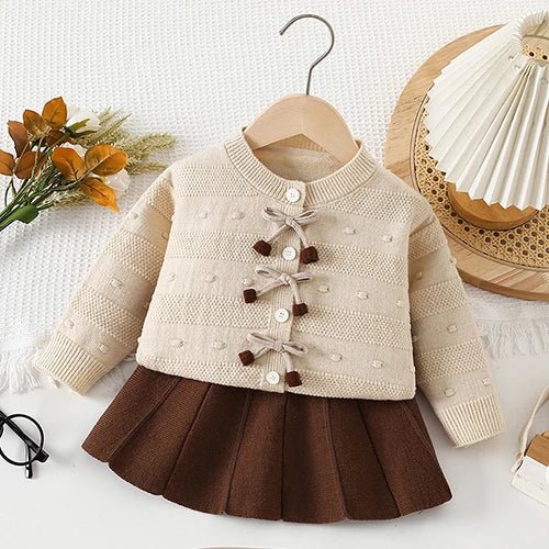 Children's Knitted Pullover Sweater & Skirt Set - Ewapi