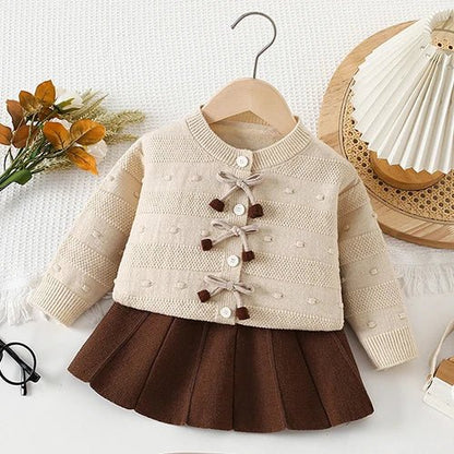 Children's Knitted Pullover Sweater & Skirt Set - Ewapi