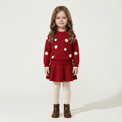 Children's Knitted Pullover Sweater & Skirt Set - Ewapi