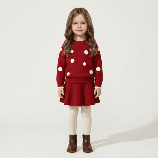 Children's Knitted Pullover Sweater & Skirt Set - Ewapi