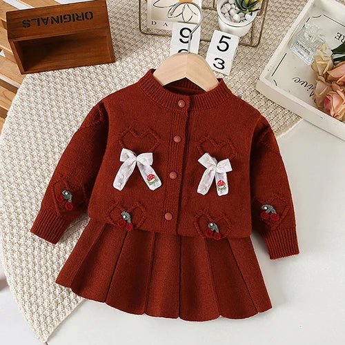 Children's Knitted Pullover Sweater & Skirt Set - Ewapi