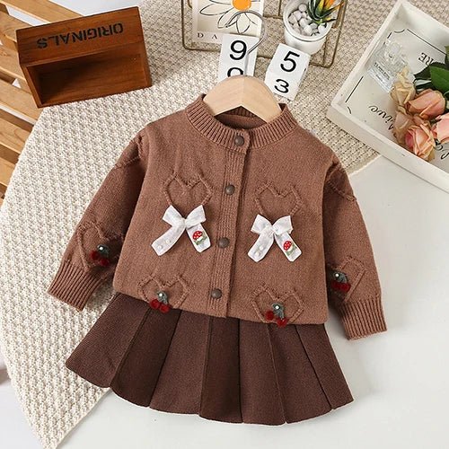 Children's Knitted Pullover Sweater & Skirt Set - Ewapi