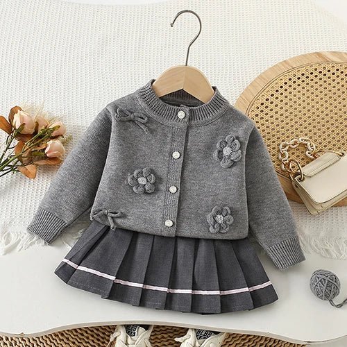 Children's Knitted Pullover Sweater & Skirt Set - Ewapi