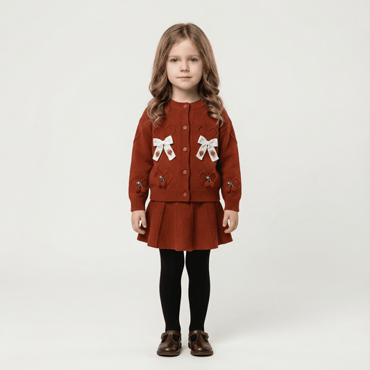 Children's Knitted Pullover Sweater & Skirt Set - Ewapi