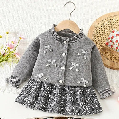 Children's Knitted Pullover Sweater & Skirt Set - Ewapi