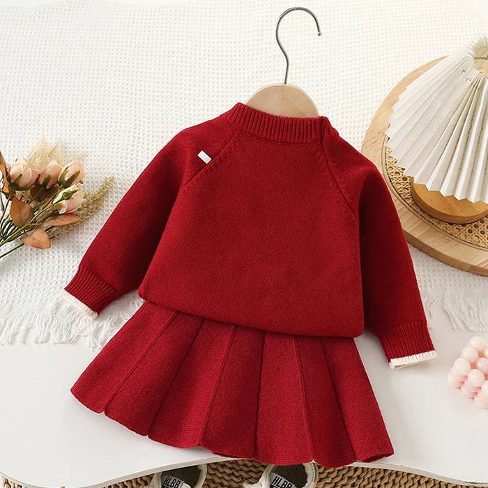 Children's Knitted Pullover Sweater & Skirt Set - Ewapi